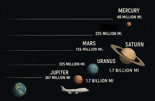 Distance from eath to other planets