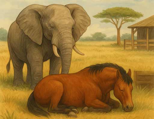 Elephant and horse sleeping patterns